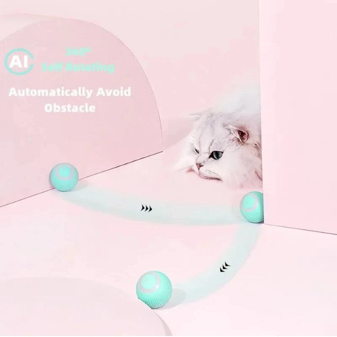 Rechargeable Automatic 360 Degree Pet Rolling Ball - Light Blue