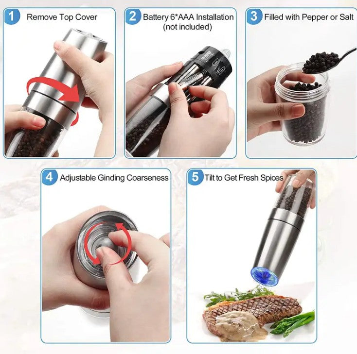 Automatic Electric Salt And Pepper Grinder Set