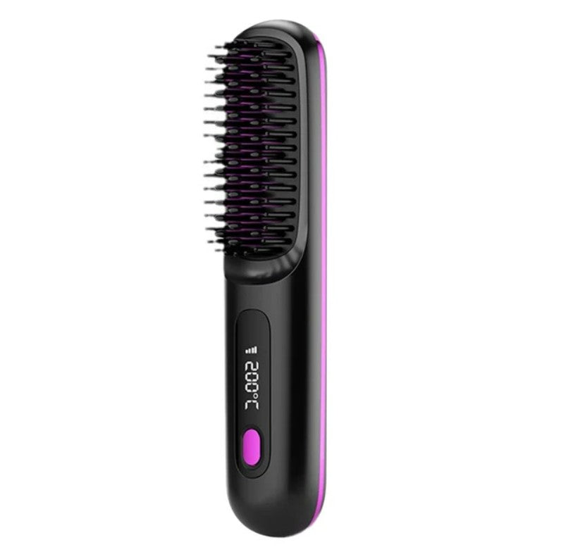 LCD Screen Wireless Rechargeable Hair Straightener Comb