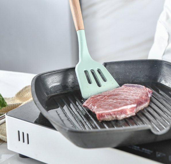 Silicone Non-Stick Kitchen Cooking Utensil Set With Holder