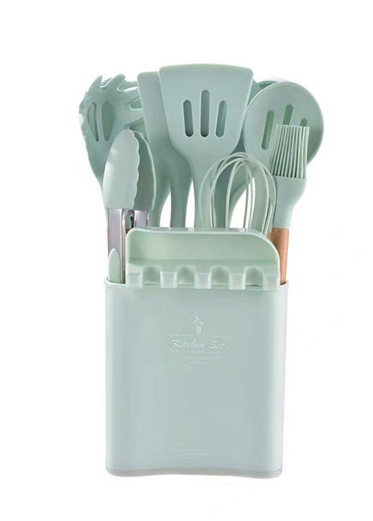 Silicone Non-Stick Kitchen Cooking Utensil Set With Holder