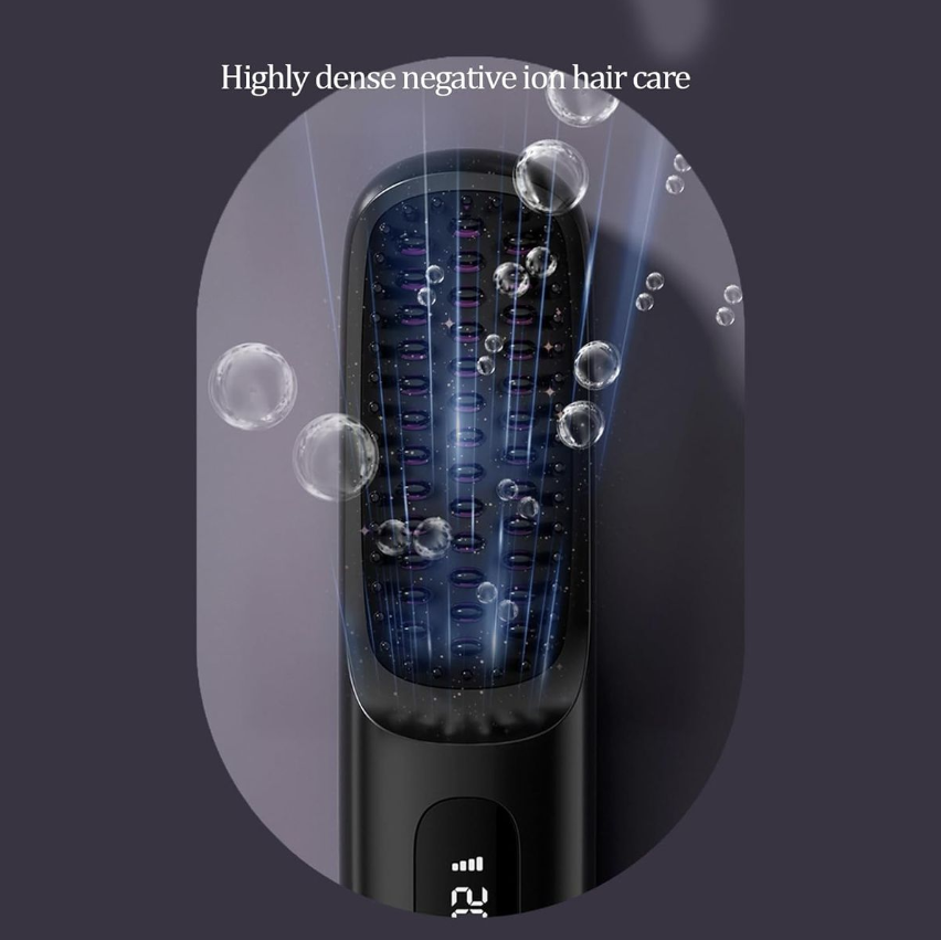 LCD Screen Wireless Rechargeable Hair Straightener Comb