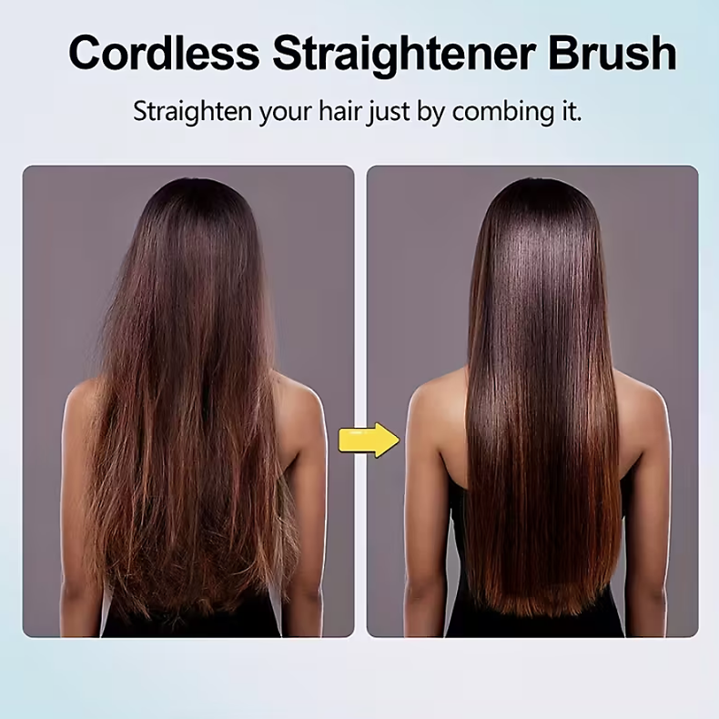 LCD Screen Wireless Rechargeable Hair Straightener Comb