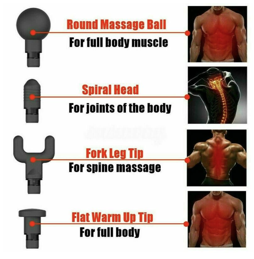 Massage Gun with 4 Changeable Heads - Black