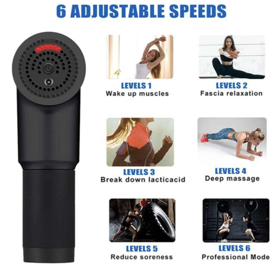 Massage Gun with 4 Changeable Heads - Black