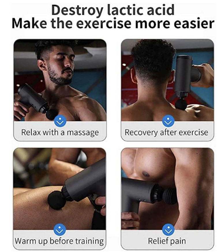 Massage Gun with 4 Changeable Heads - Black