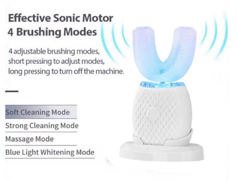 U Shape Cold Light Automatic Toothbrush - White