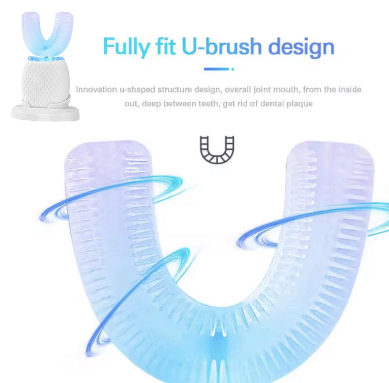 U Shape Cold Light Automatic Toothbrush - White