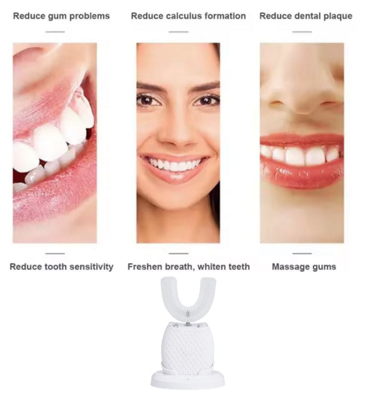 U Shape Cold Light Automatic Toothbrush - White