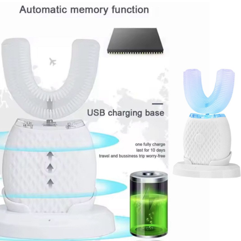 U Shape Cold Light Automatic Toothbrush - White