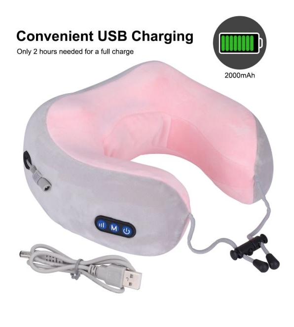 Portable U-Shaped  Neck Massage Pillow - Pink