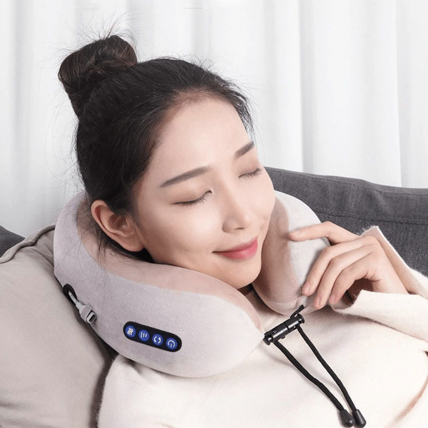 Portable U-Shaped  Neck Massage Pillow - Pink